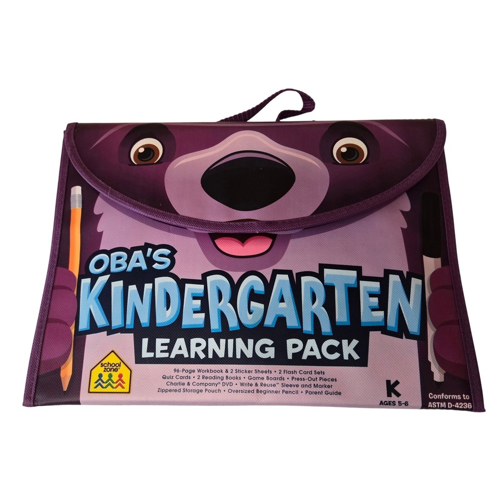 School Zone‎ Oba's Kindergarten Learning Pack Kit (14126) Case Books Cards DVD